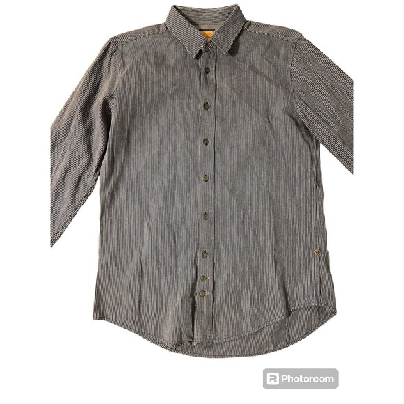 Hugo Boss Orange Mens Size M Blue  White Stripes Long Sleeve‎ - Picture 1 of 10